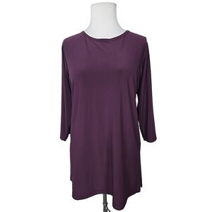Sympli Purple 3/4 Sleeve Stretch Knit Tunic Top Size 8